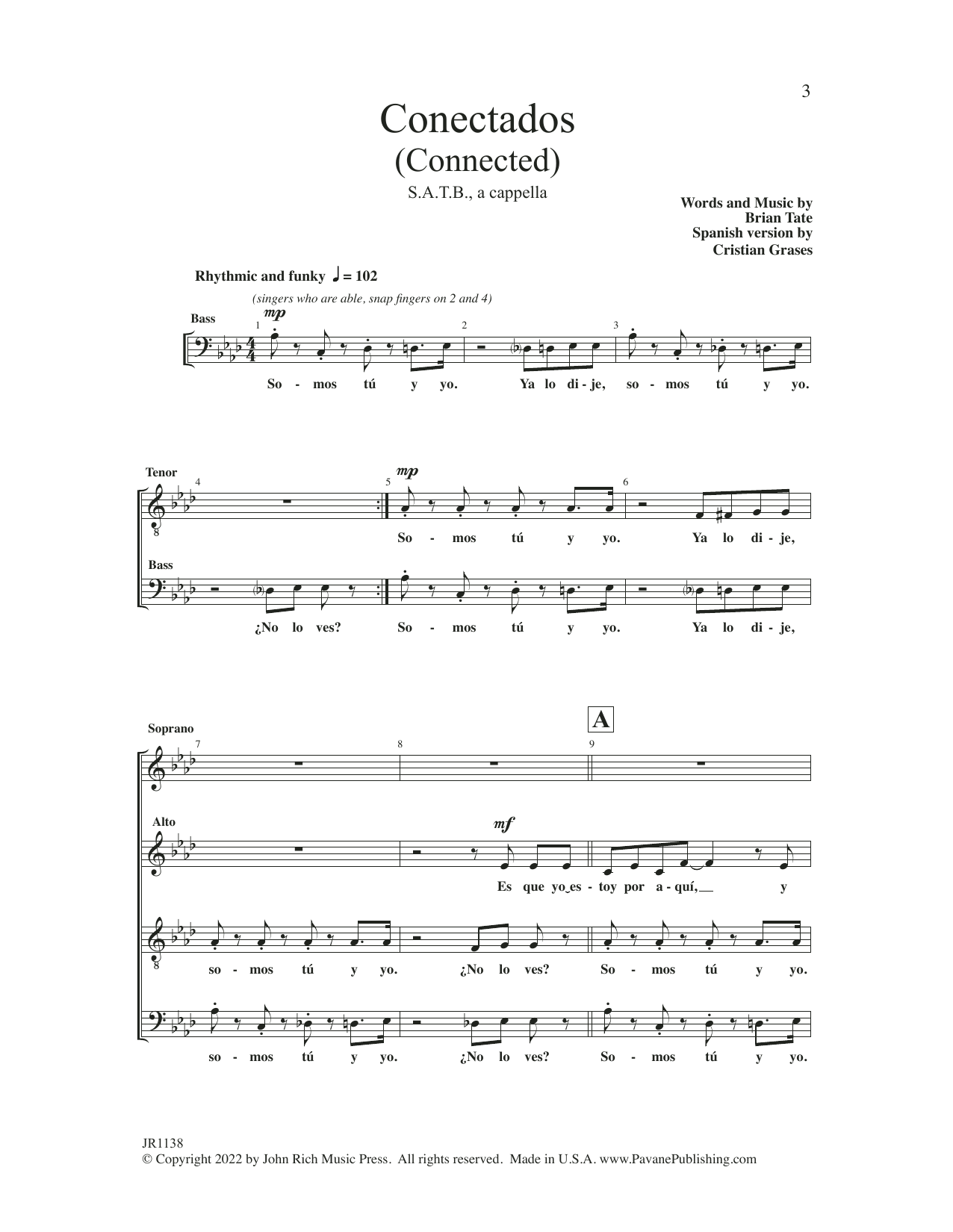 Brian Tate Conectados (Connected) sheet music notes and chords. Download Printable PDF.