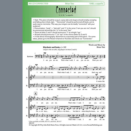 Brian Tate Download Printable PDF Score Easily Download Brian Tate Printable PDF piano music notes, guitar tabs for SAB Choir. Transpose or transcribe this score in no time - Learn how to play song progression.