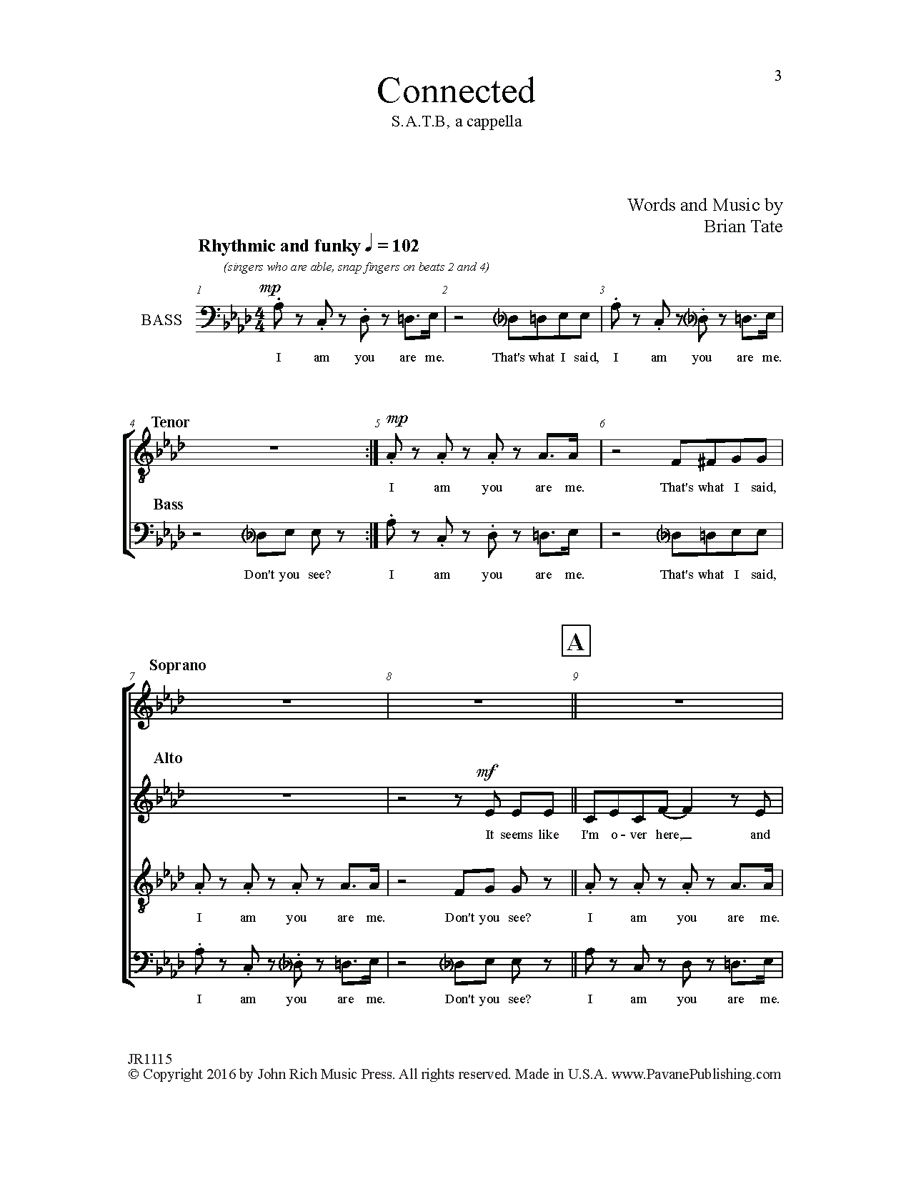 Brian Tate Connected sheet music notes and chords. Download Printable PDF.