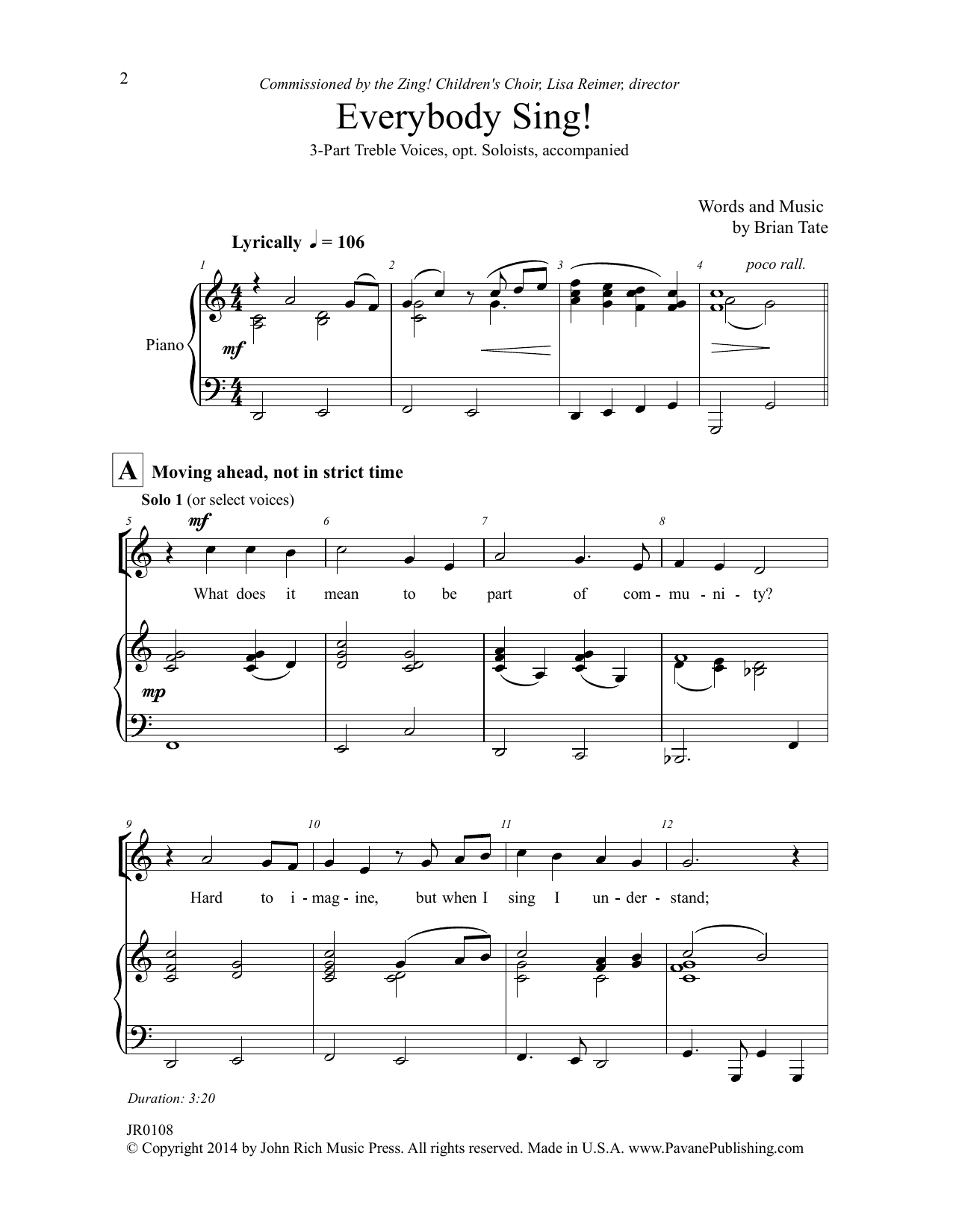 Brian Tate Everybody Sing! sheet music notes and chords. Download Printable PDF.