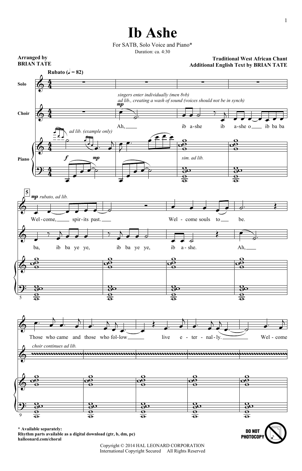 Brian Tate Ib Ashe sheet music notes and chords. Download Printable PDF.