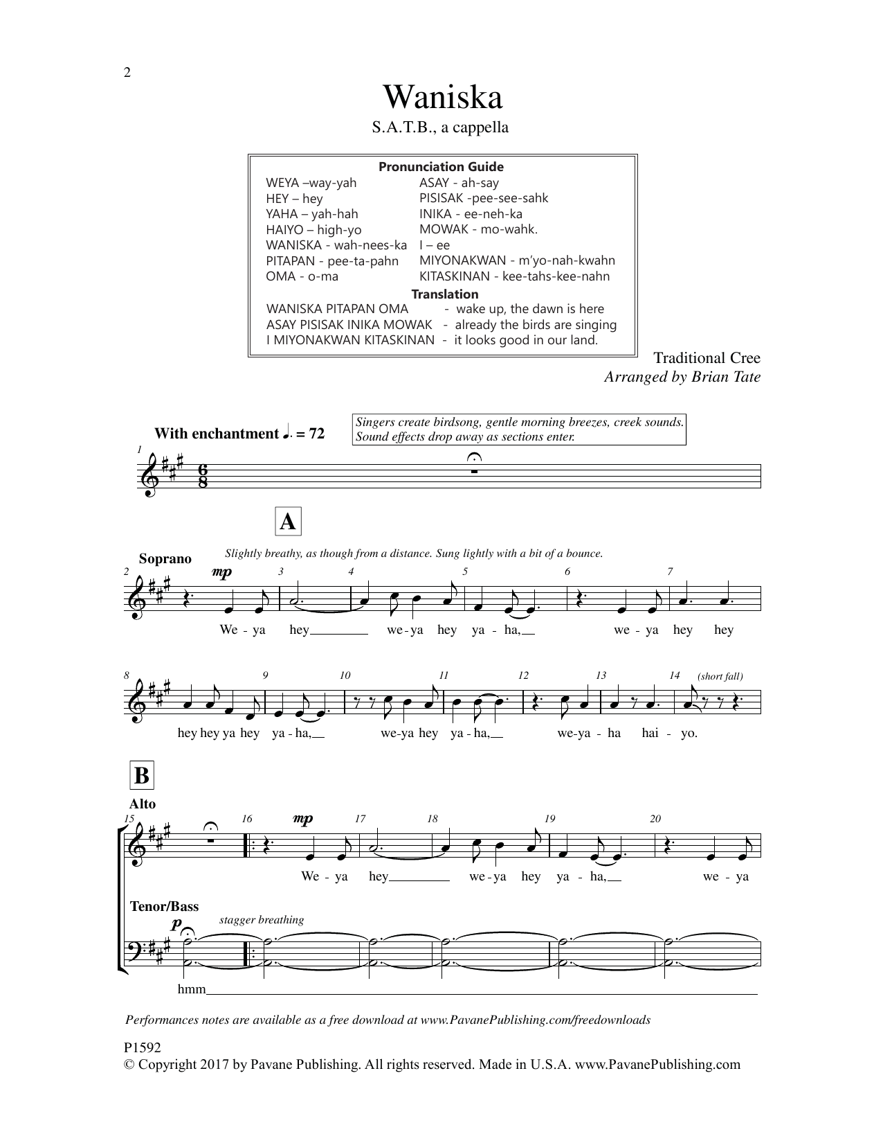 Brian Tate Waniska sheet music notes and chords. Download Printable PDF.