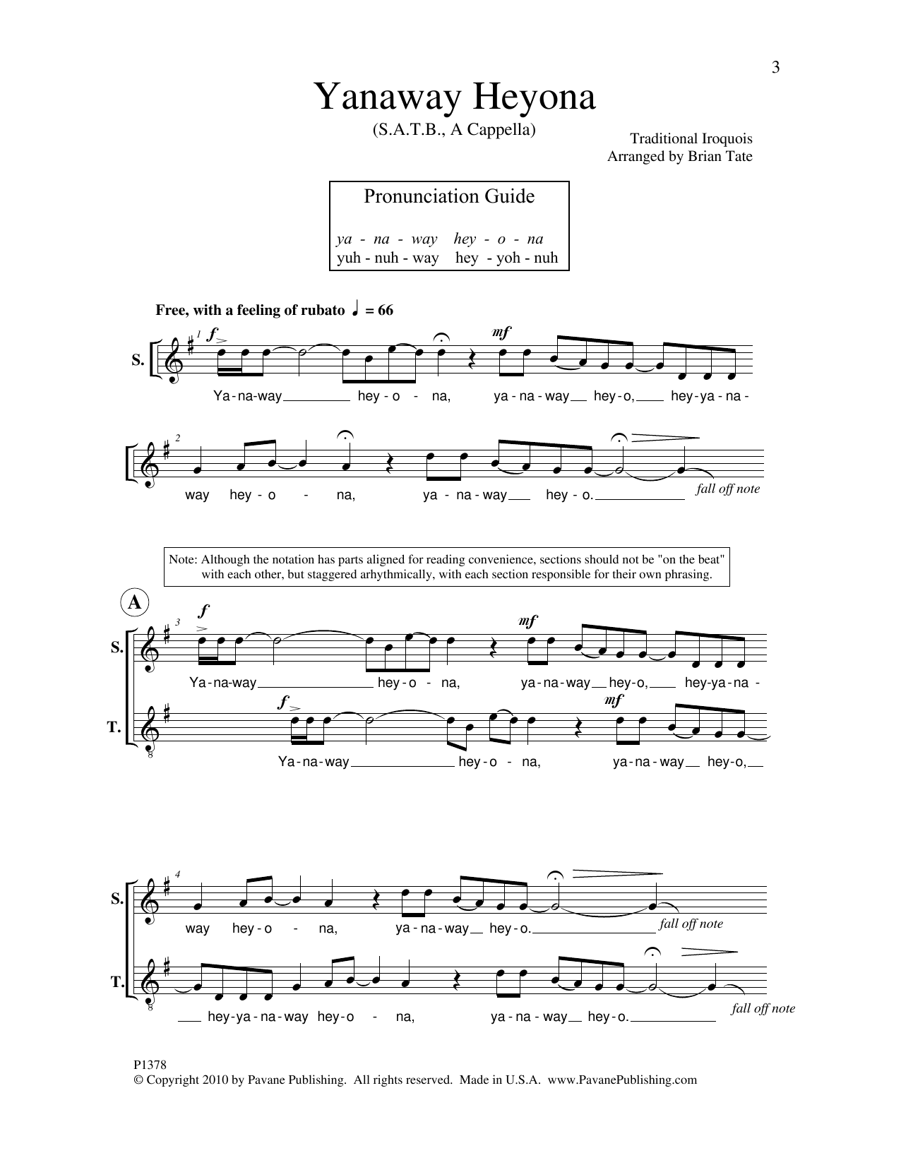 Brian Tate Yanaway Heyona sheet music notes and chords. Download Printable PDF.