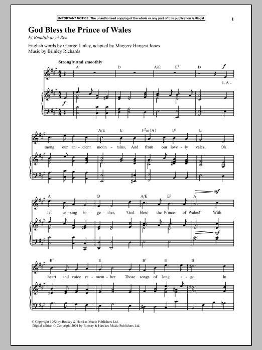 Learn to play Brinley Richards God Bless The Prince Of Wales sheet music for Piano & Vocal in minutes. Price: 6.9900$ Brinley Richards God Bless The Prince Of Wales sheet music notes and chords arranged for Piano & Vocal