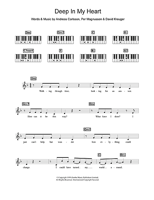 Britney Spears Deep In My Heart sheet music notes and chords arranged for Piano Chords/Lyrics