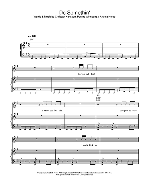 Britney Spears Do Somethin' sheet music notes and chords. Download Printable PDF.