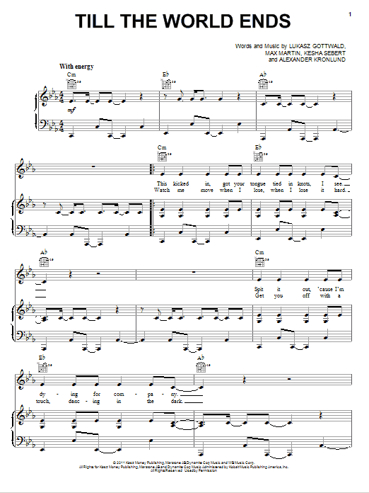 Learn to play Britney Spears Till The World Ends sheet music for Alto Sax Solo in minutes. Price: 6.9900$ Britney Spears Till The World Ends sheet music notes and chords arranged for Alto Sax Solo