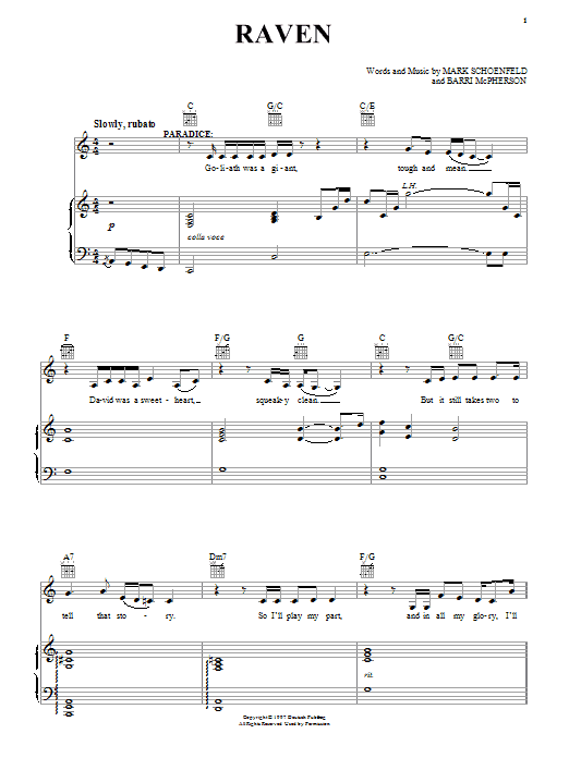 Brooklyn The Musical Raven sheet music notes and chords. Download Printable PDF.