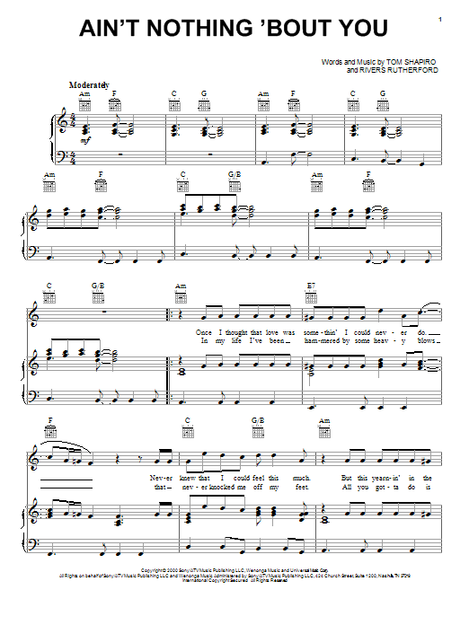 Learn to play Brooks & Dunn Ain't Nothing 'Bout You sheet music for Piano, Vocal & Guitar (Right-Hand Melody) in minutes. Brooks & Dunn Ain't Nothing 'Bout You sheet music notes and chords. Download Printable PDF.
