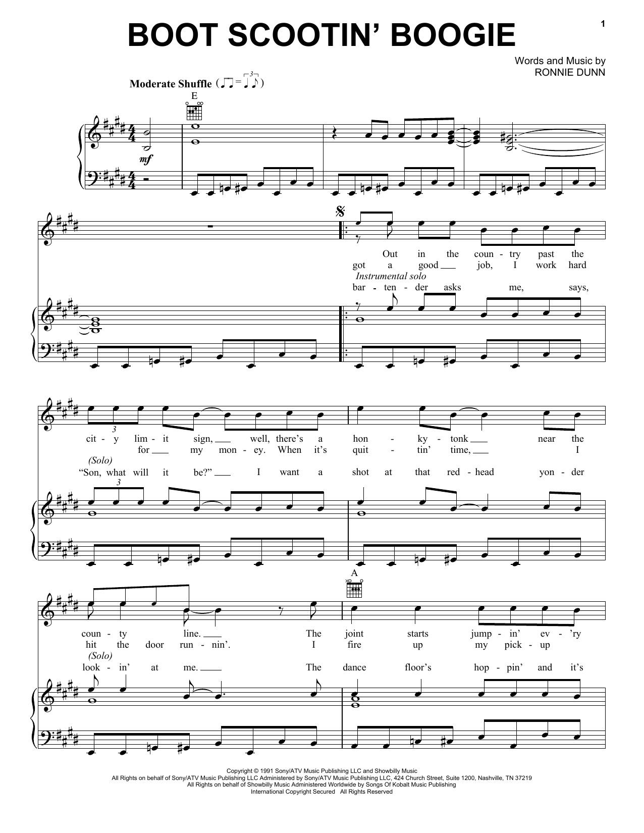 Brooks & Dunn Boot Scootin' Boogie sheet music notes and chords. Download Printable PDF.