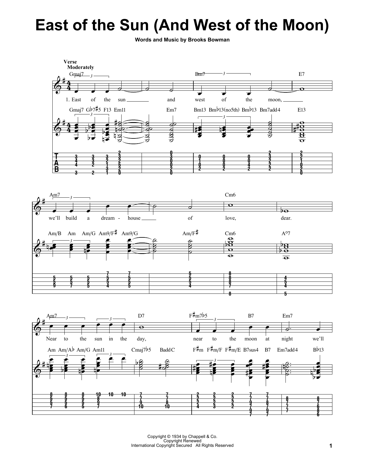 Brooks Bowman East Of The Sun (And West Of The Moon) sheet music notes and chords. Download Printable PDF.