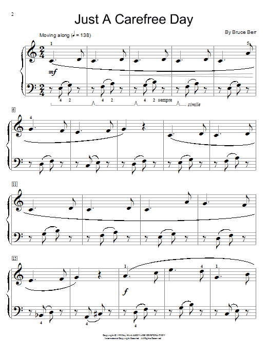 Learn to play Bruce Berr Just A Carefree Day sheet music for Educational Piano in minutes. Bruce Berr Just A Carefree Day sheet music notes and chords. Download Printable PDF.
