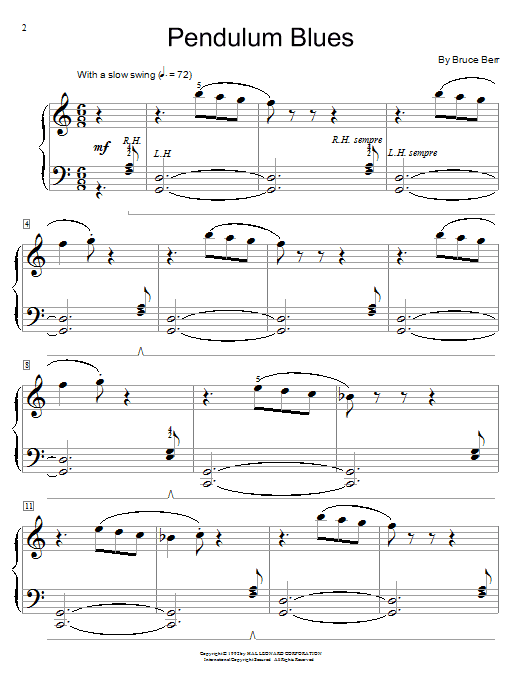 Bruce Berr Pendulum Blues sheet music notes and chords arranged for Educational Piano