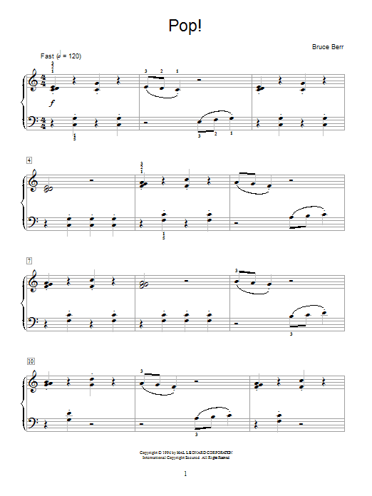 Learn to play Bruce Berr Pop! sheet music for Educational Piano in minutes. Bruce Berr Pop! sheet music notes and chords. Download Printable PDF.