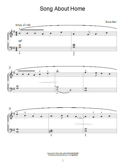 Learn to play Bruce Berr Song About Home sheet music for Educational Piano in minutes. Bruce Berr Song About Home sheet music notes and chords. Download Printable PDF.