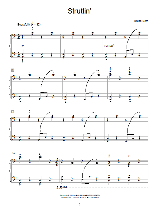Learn to play Bruce Berr Struttin' sheet music for Educational Piano in minutes. Bruce Berr Struttin' sheet music notes and chords. Download Printable PDF.