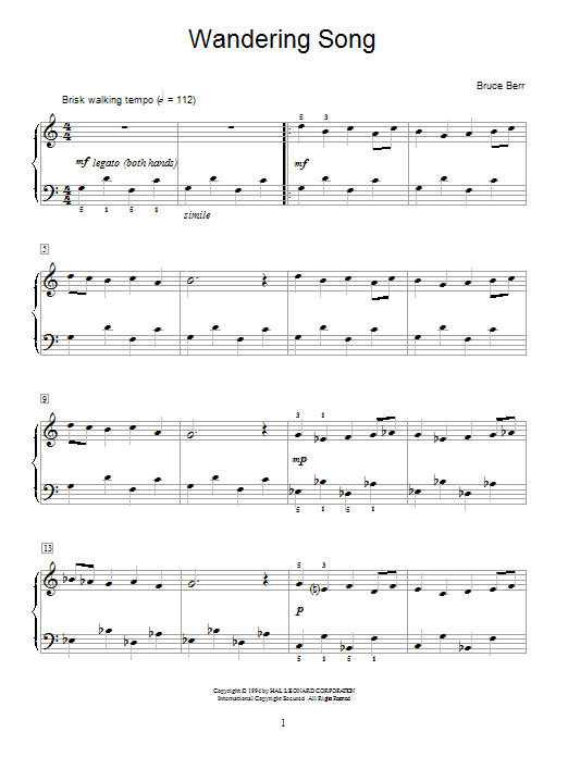 Bruce Berr Wandering Song sheet music notes and chords. Download Printable PDF.