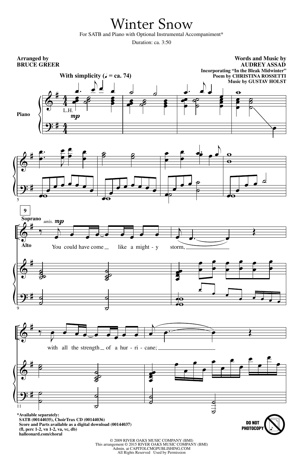 Bruce Greer Winter Snow sheet music notes and chords. Download Printable PDF.