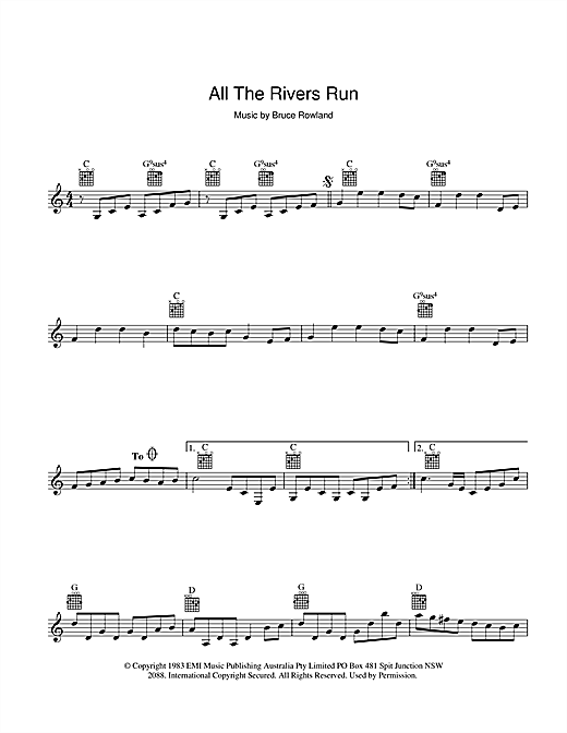 Bruce Rowland All The Rivers Run sheet music notes and chords arranged for Lead Sheet / Fake Book