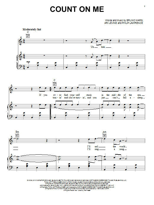 Bruno Mars Count On Me Sheet Music Pdf Notes Chords Rock Score Guitar Chords Lyrics Download Printable Sku