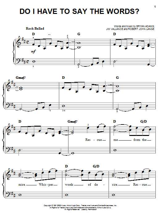 Bryan Adams Do I Have To Say The Words? sheet music notes and chords. Download Printable PDF.