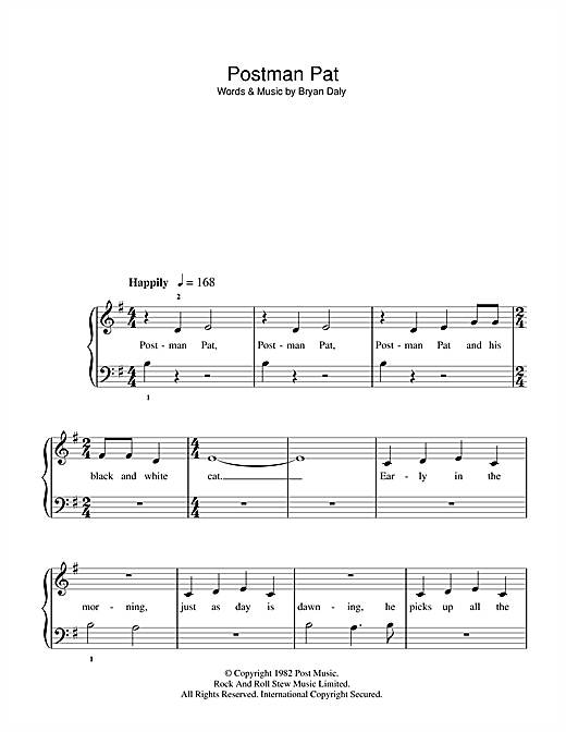 Bryan Daly Postman Pat sheet music notes and chords. Download Printable PDF.