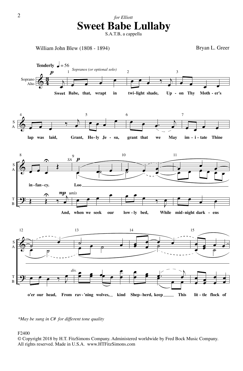 Bryan Greer Sweet Babe Lullaby sheet music notes and chords. Download Printable PDF.