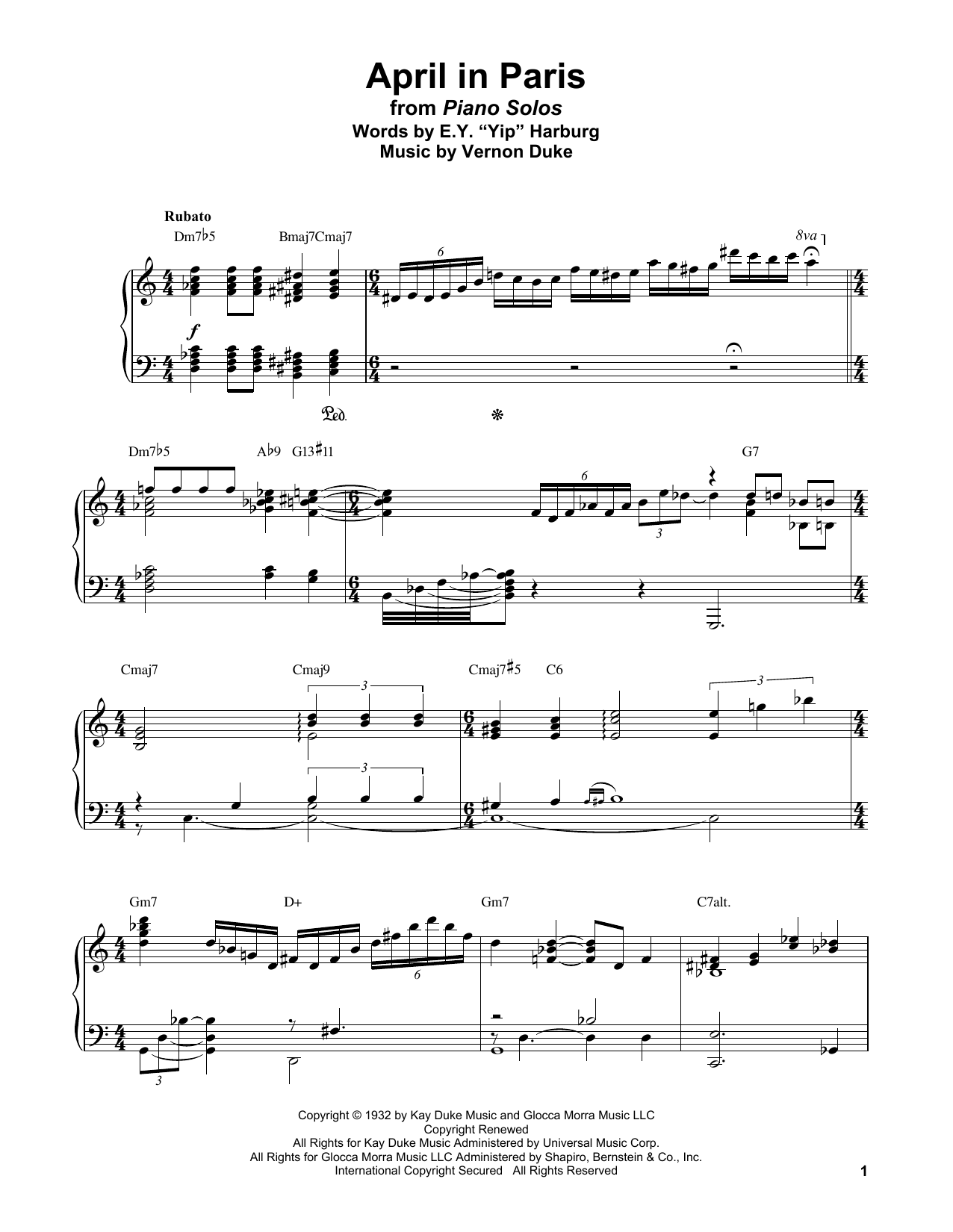 Bud Powell April In Paris sheet music notes and chords. Download Printable PDF.