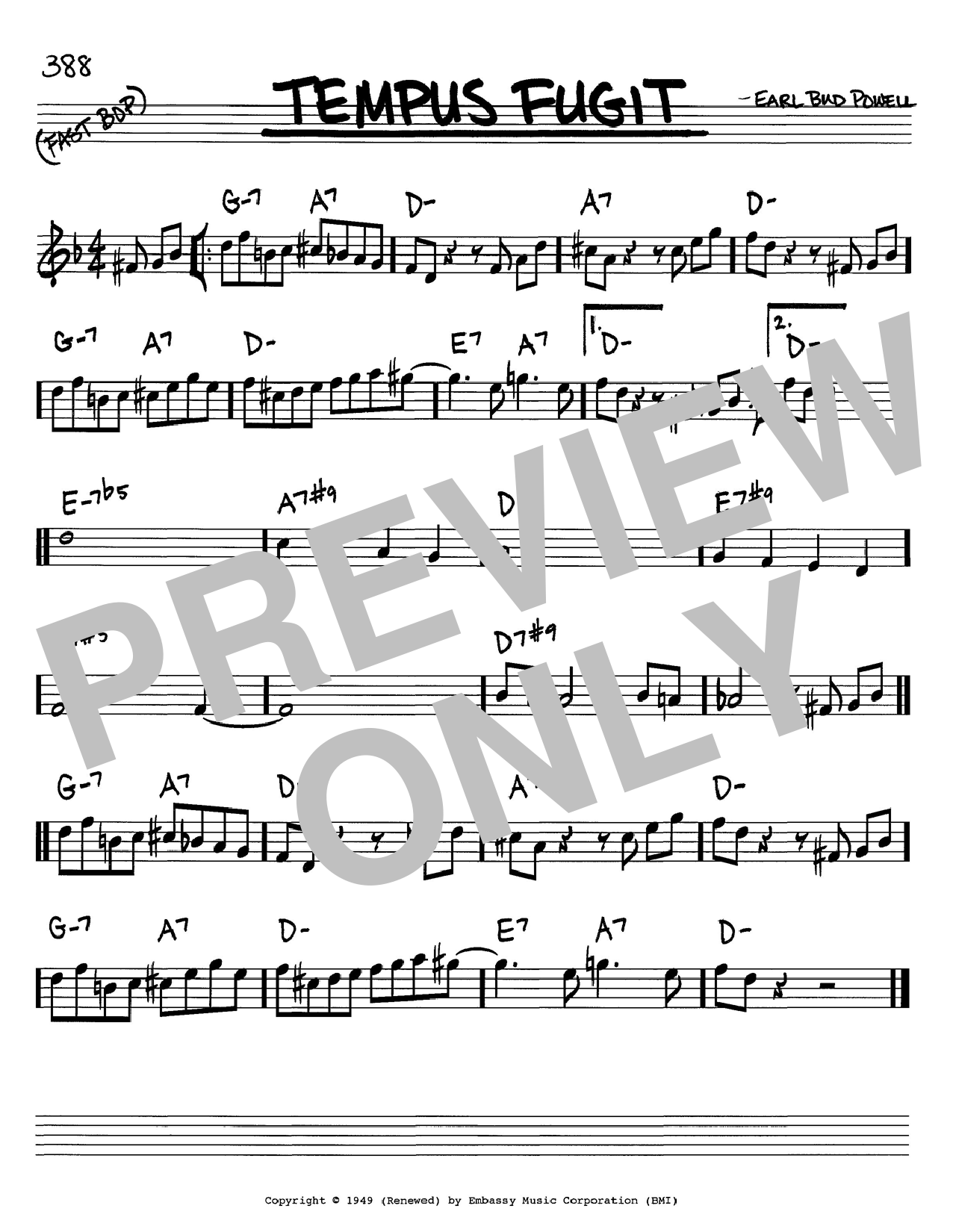 Bud Powell Tempus Fugit sheet music notes and chords. Download Printable PDF.