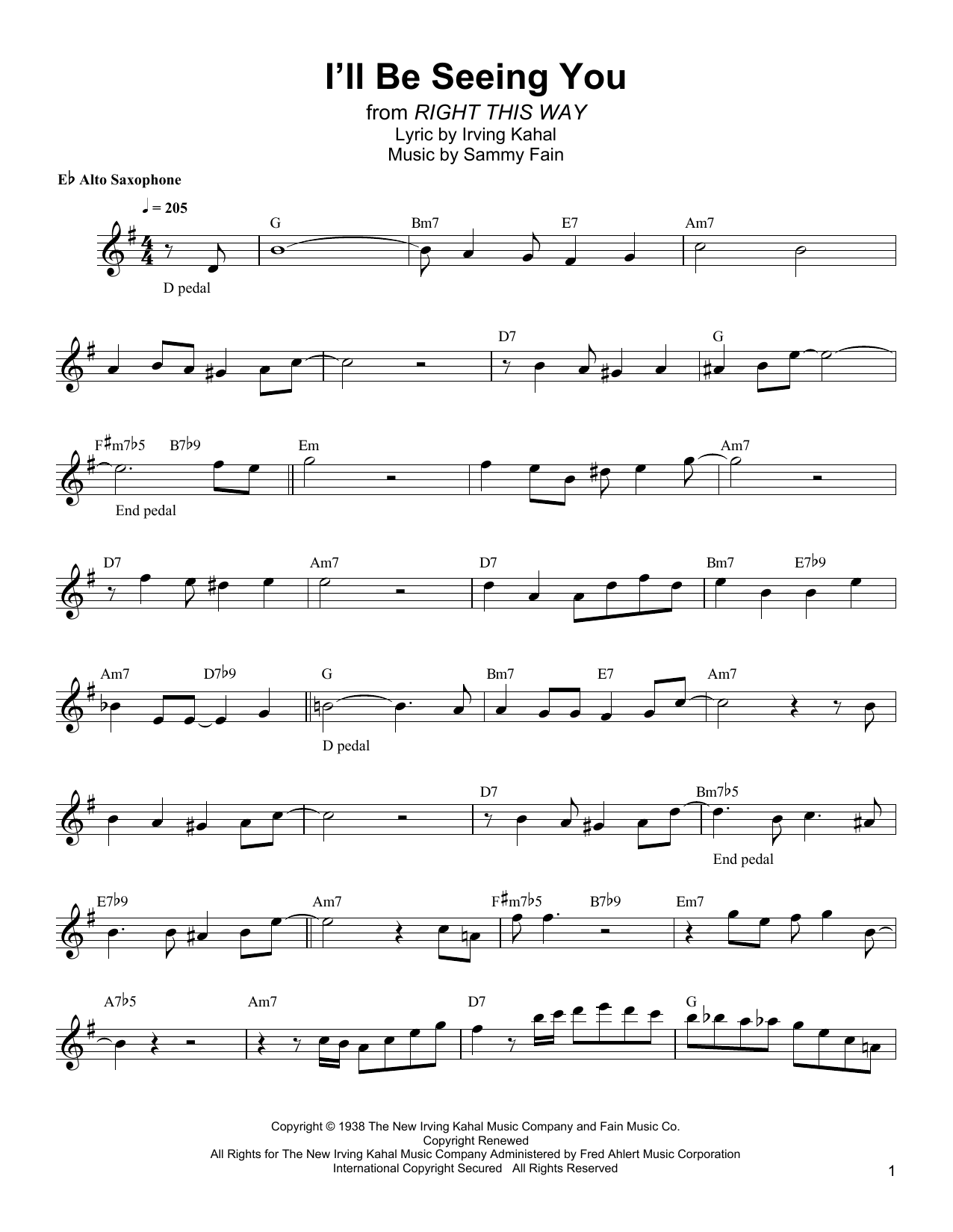 Bud Shank "I'll Be Seeing You" Sheet Music PDF Notes, Chords ...
