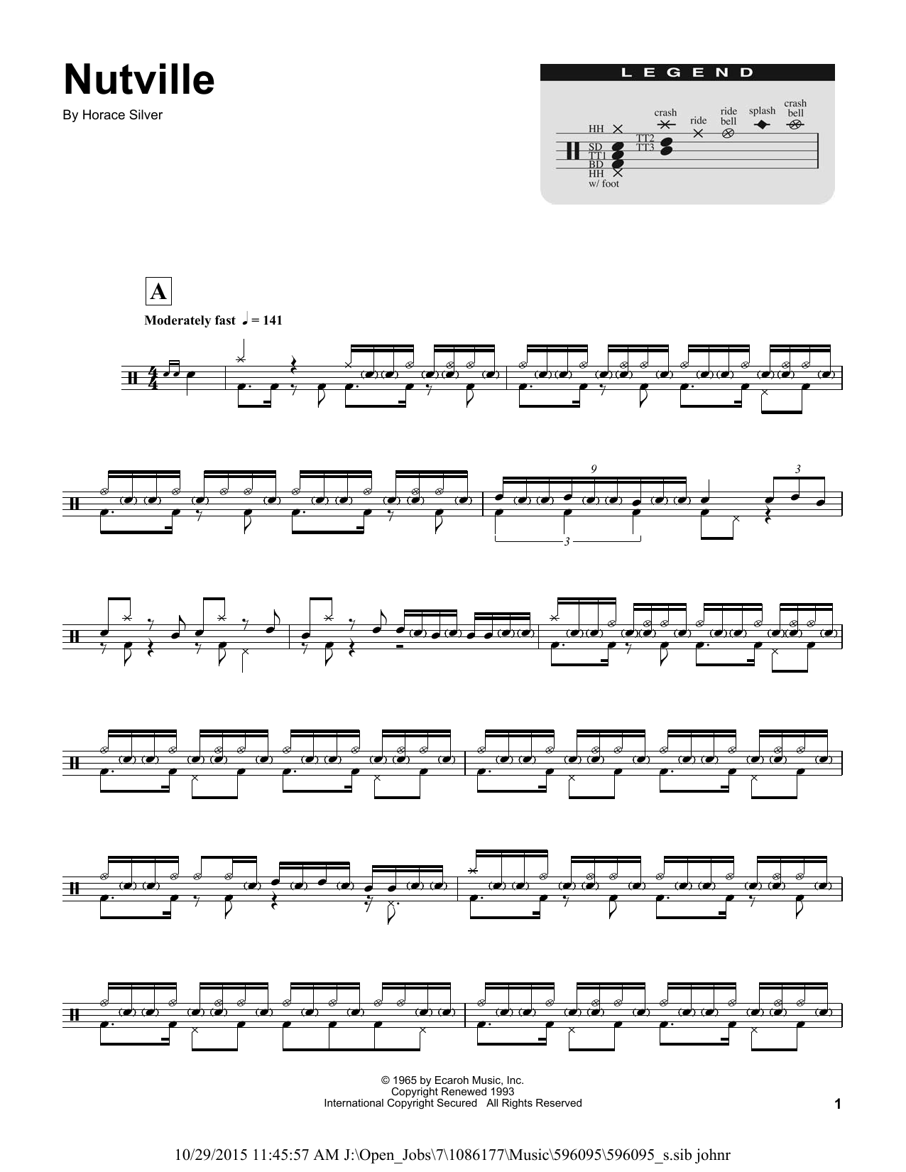 Buddy Rich Nutville sheet music notes and chords - Download Printable PDF and start playing in minutes.