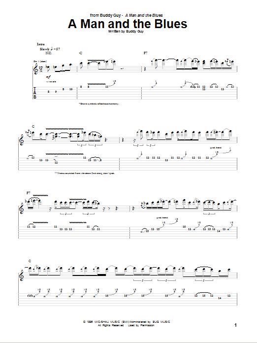 Buddy Guy A Man And The Blues sheet music notes and chords. Download Printable PDF.