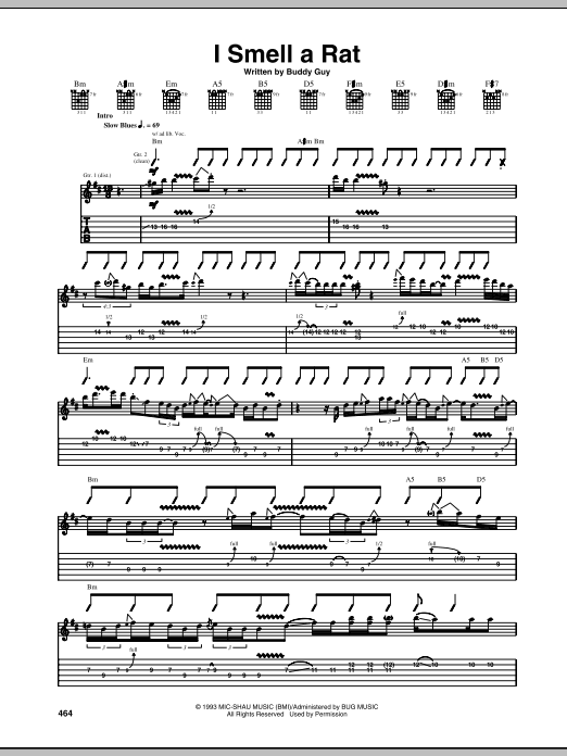Learn to play Buddy Guy I Smell A Rat sheet music for Guitar Tab in minutes. Price: 6.9900$ Buddy Guy I Smell A Rat sheet music notes and chords arranged for Guitar Tab