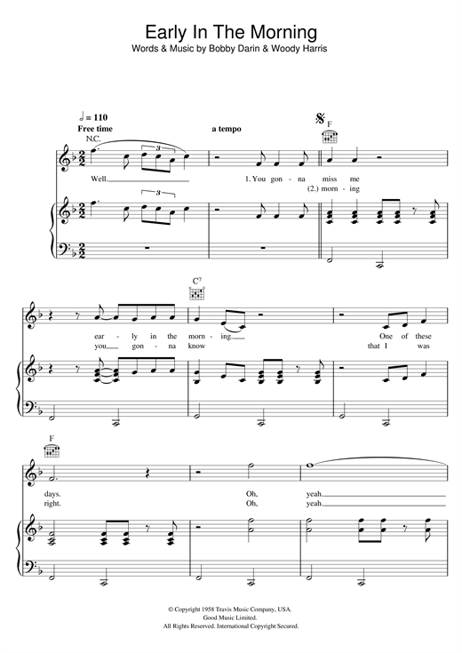 Buddy Holly Early In The Morning sheet music notes and chords. Download Printable PDF.