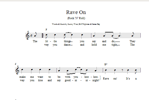 Buddy Holly Rave On sheet music notes and chords. Download Printable PDF.