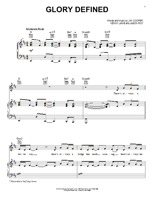 Building 429 Glory Defined sheet music notes and chords. Download Printable PDF.