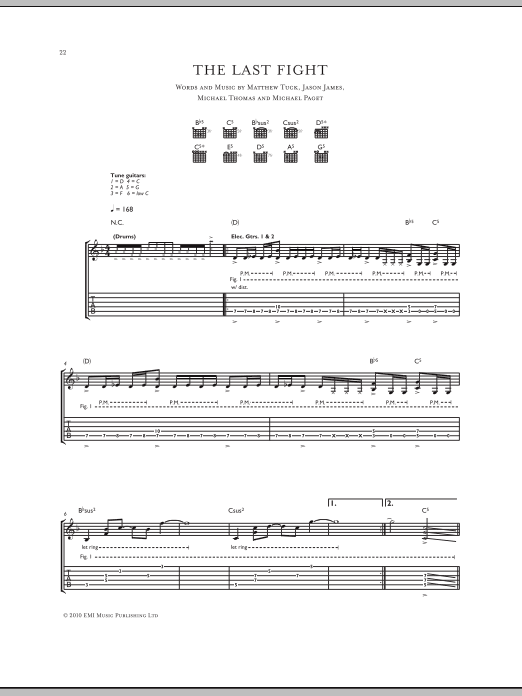 Bullet for My Valentine The Last Fight sheet music notes and chords. Download Printable PDF.