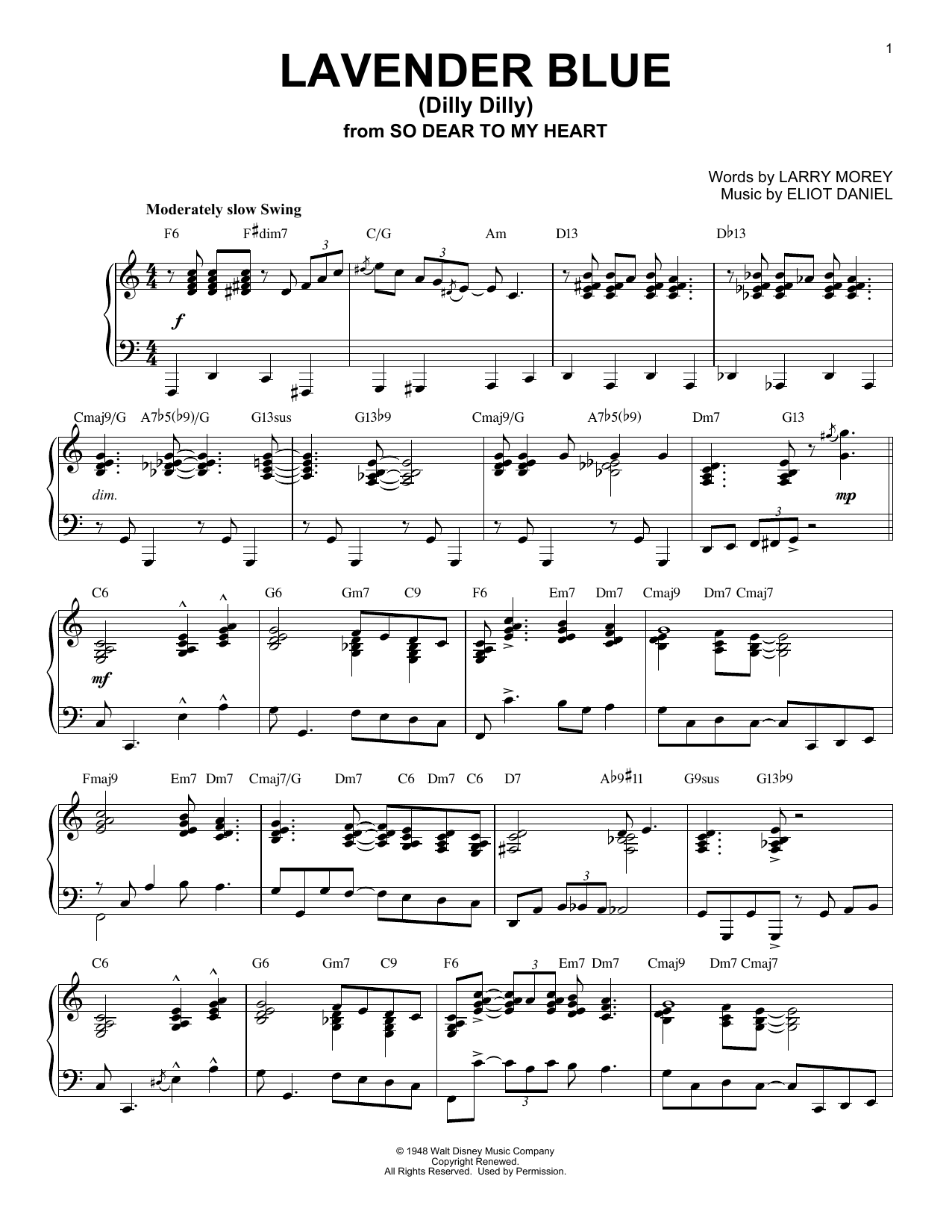 Sammy Turner Lavender Blue (Dilly Dilly) [Jazz version] sheet music notes and chords arranged for Piano Solo