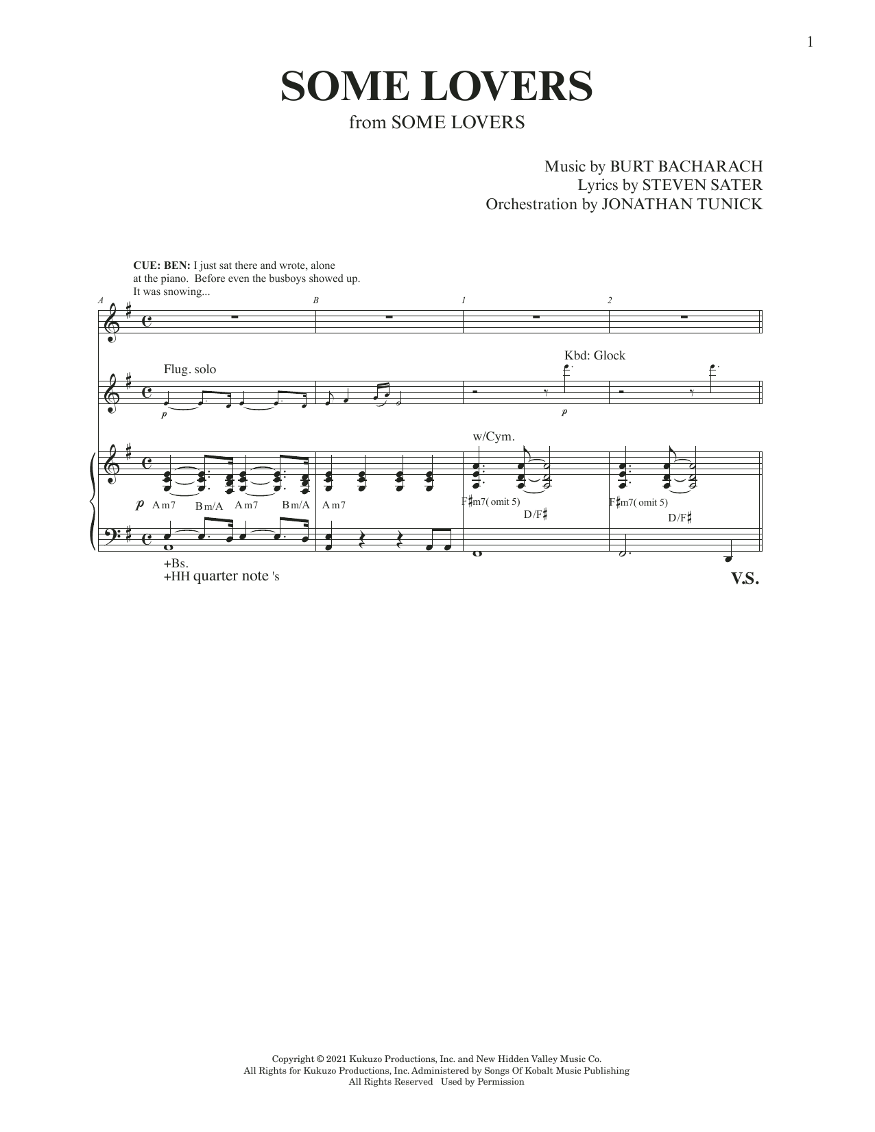 Burt Bacharach & Steven Sater Some Lovers (from Some Lovers) sheet music notes and chords. Download Printable PDF.