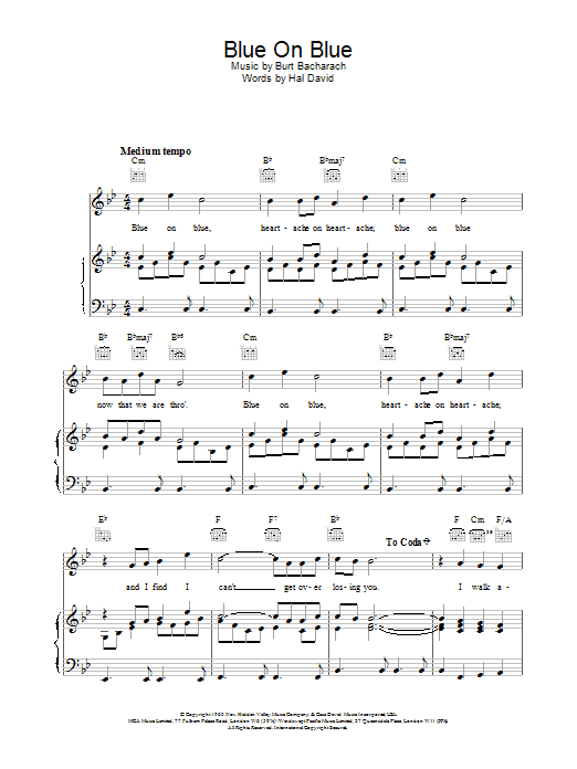 Bacharach & David Blue On Blue sheet music notes and chords. Download Printable PDF.