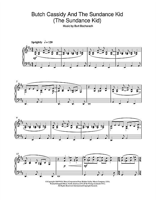 Learn to play Burt Bacharach Butch Cassidy And The Sundance Kid (The Sundance Kid) sheet music for Piano Solo in minutes. Burt Bacharach Butch Cassidy And The Sundance Kid (The Sundance Kid) sheet music notes and chords