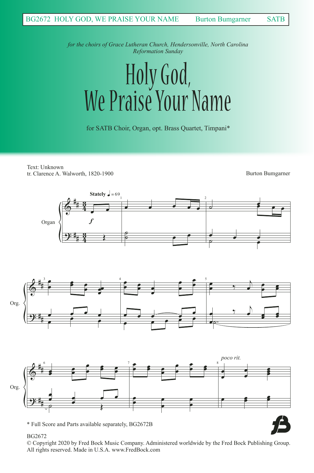 Learn to play Burton Bumgarner Holy God We Praise Your Name sheet music for SATB Choir in minutes. Price: 3.9900$ Burton Bumgarner Holy God We Praise Your Name sheet music notes and chords arranged for SATB Choir