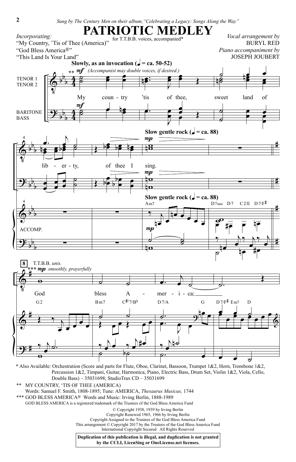 Buryl Red Patriotic Medley sheet music notes and chords. Download Printable PDF.