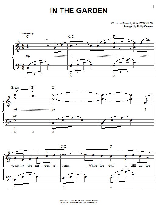 C. Austin Miles In The Garden sheet music notes and chords. Download Printable PDF.