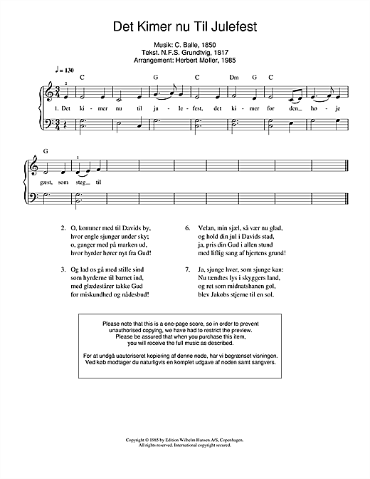 Learn to play C. Balle Det Kimer Nu Til Julefest sheet music for Piano Solo in minutes. C. Balle Det Kimer Nu Til Julefest sheet music notes and chords