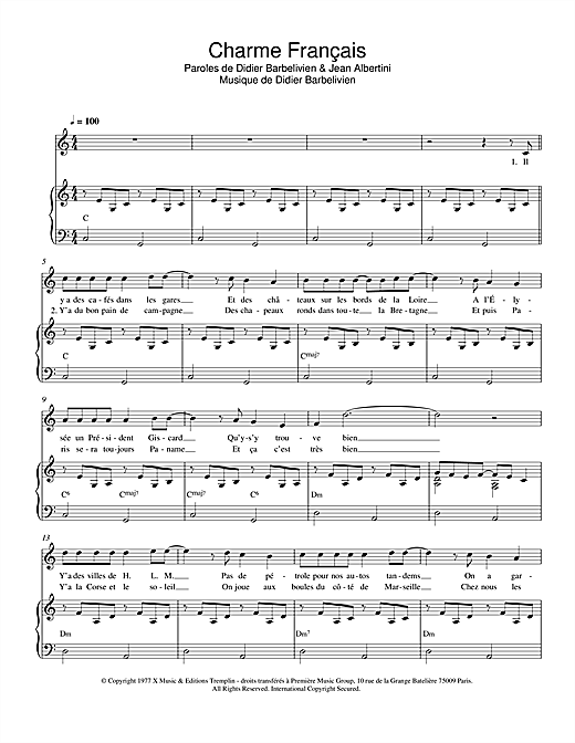 Learn to play C. Jerome Charme Francais sheet music for Piano & Vocal in minutes. C. Jerome Charme Francais sheet music notes and chords