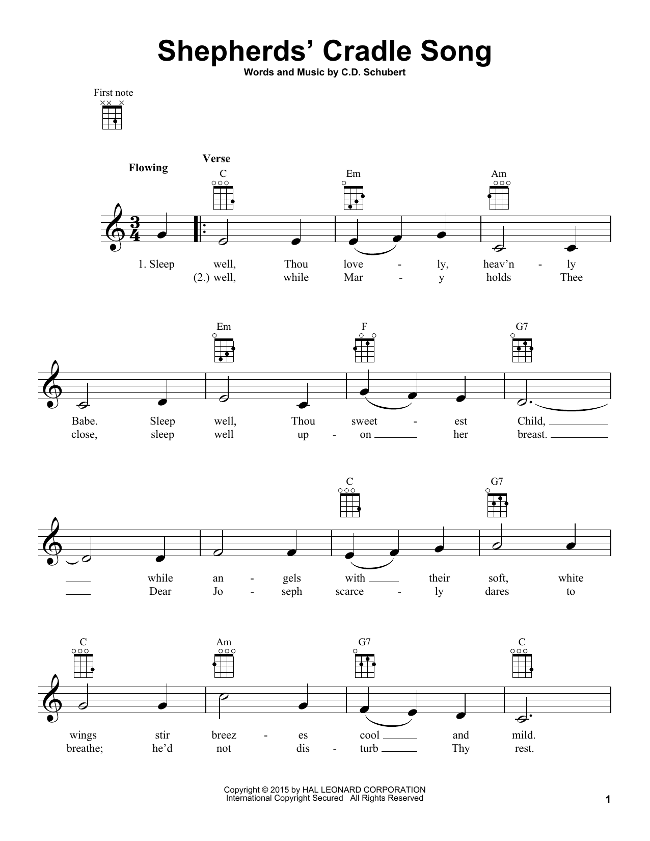 C.D. Schubert Shepherds' Cradle Song sheet music notes and chords. Download Printable PDF.