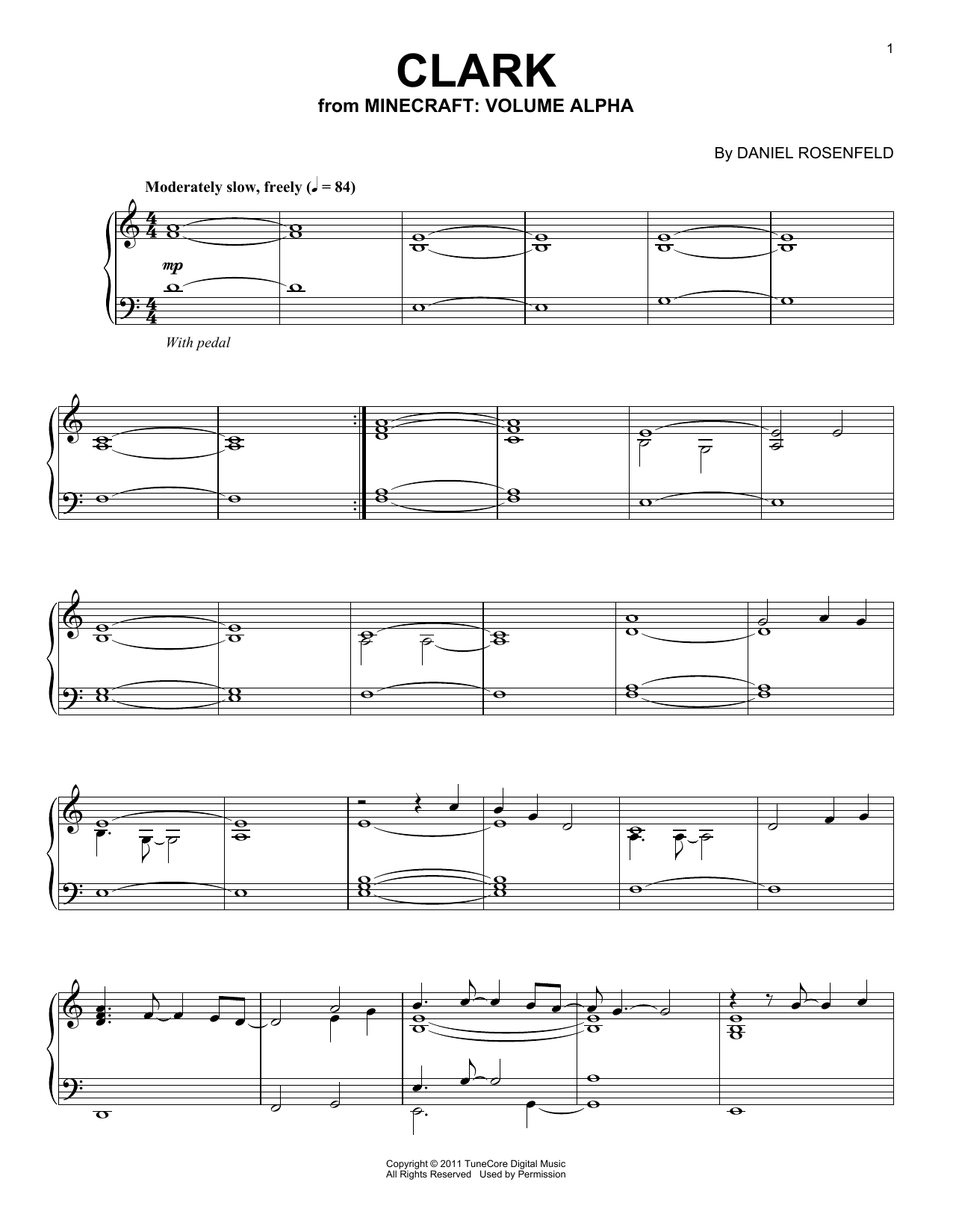 C418 Clark (from Minecraft) sheet music notes and chords. Download Printable PDF.