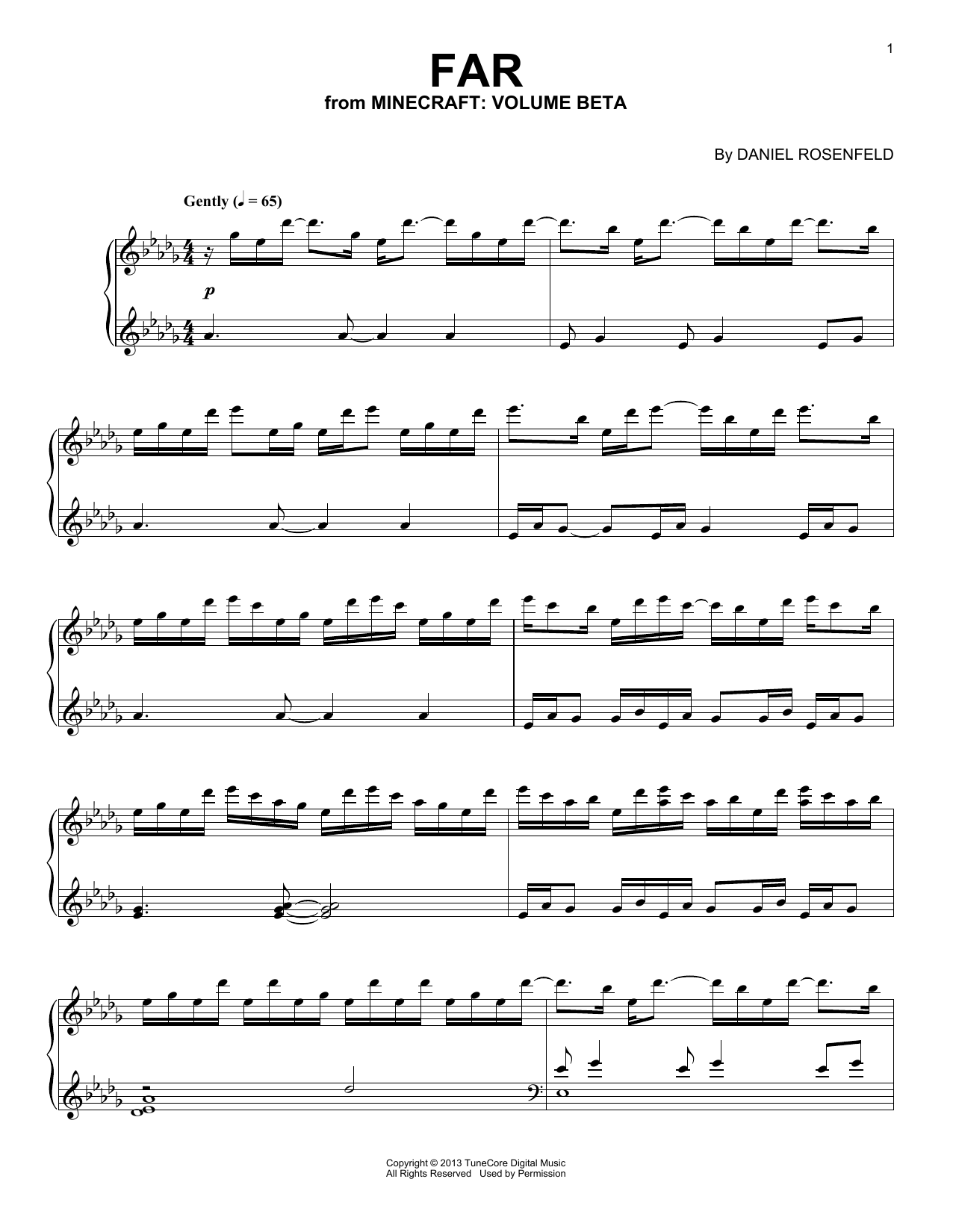 C418 Far (from Minecraft) sheet music notes and chords. Download Printable PDF.