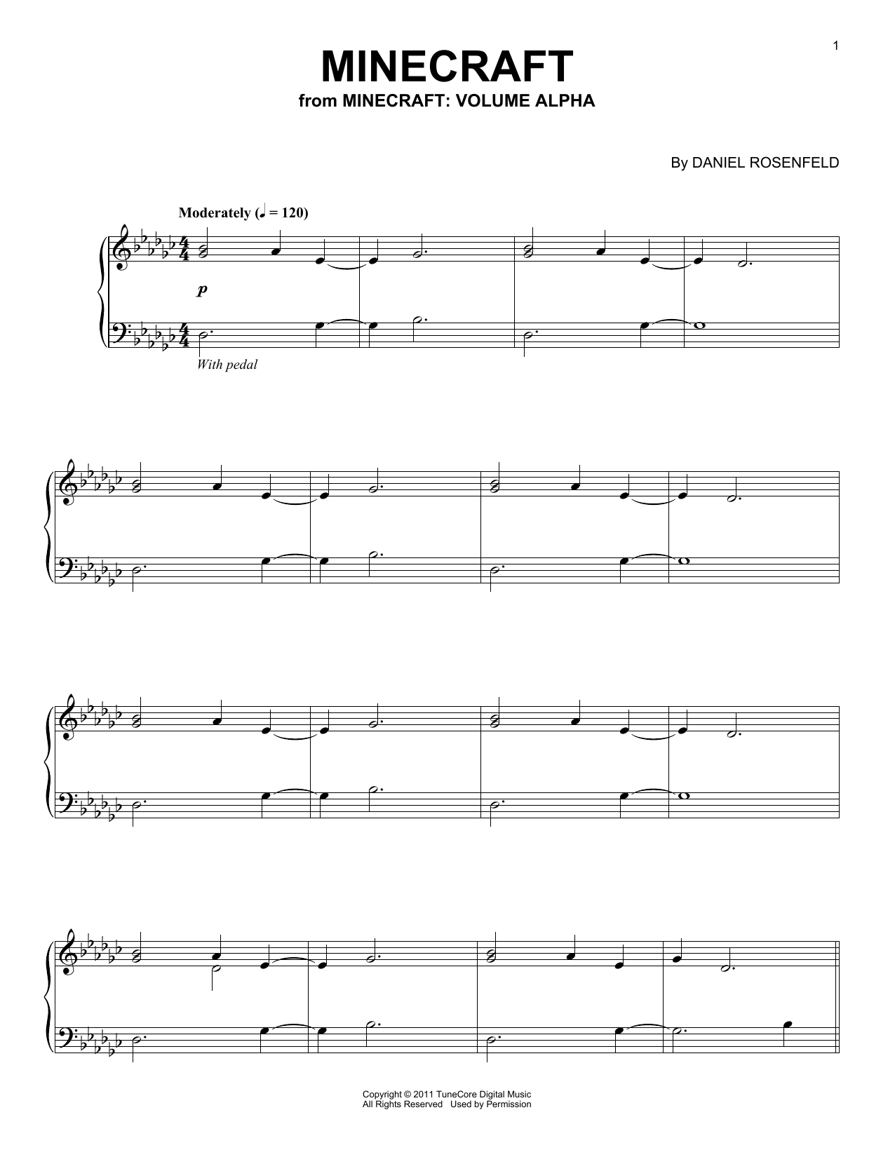 C418 Minecraft (from Minecraft) sheet music notes and chords. Download Printable PDF.